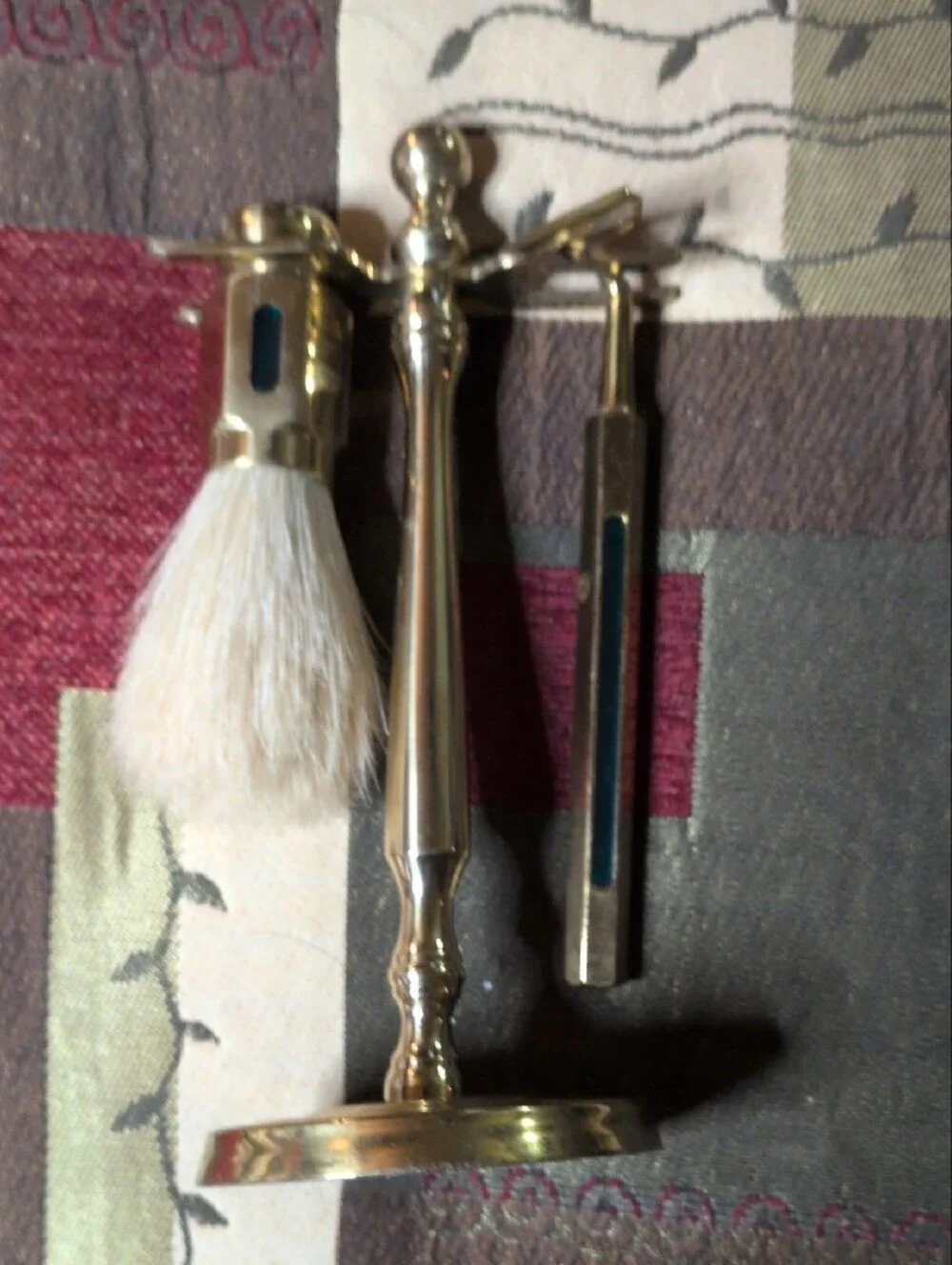 Brass Safety Razor Set with White Brush - Men Grooming